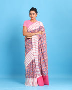 Gulabi Lehar Block Printed Saree