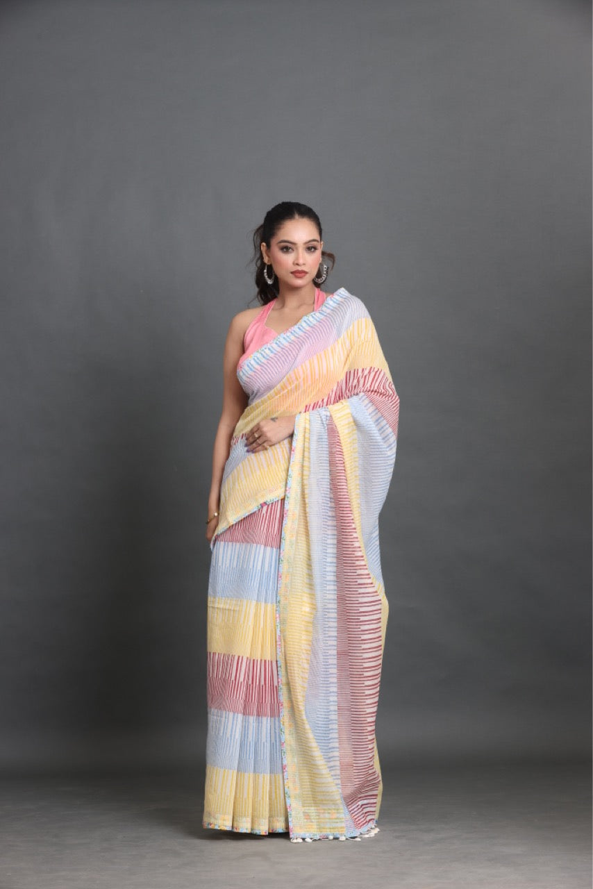 Rang Tarang Block Printed Saree