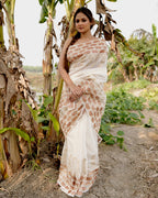 Golden Kairi Block Printed Saree