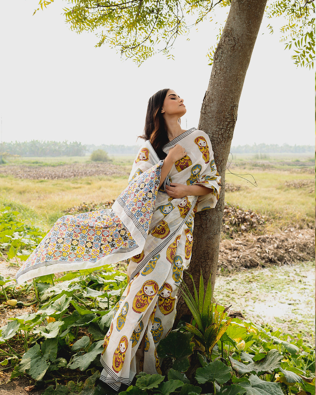 Russian Doll Block Printed Saree