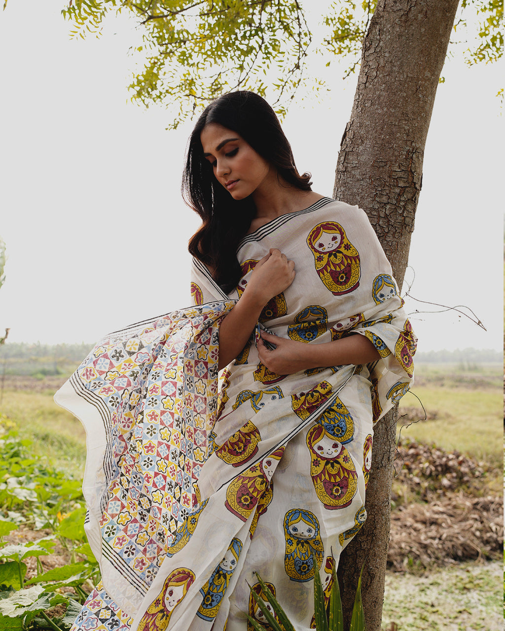 Russian Doll Block Printed Saree