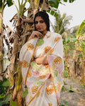 Tropical Leaves Block Printed Saree
