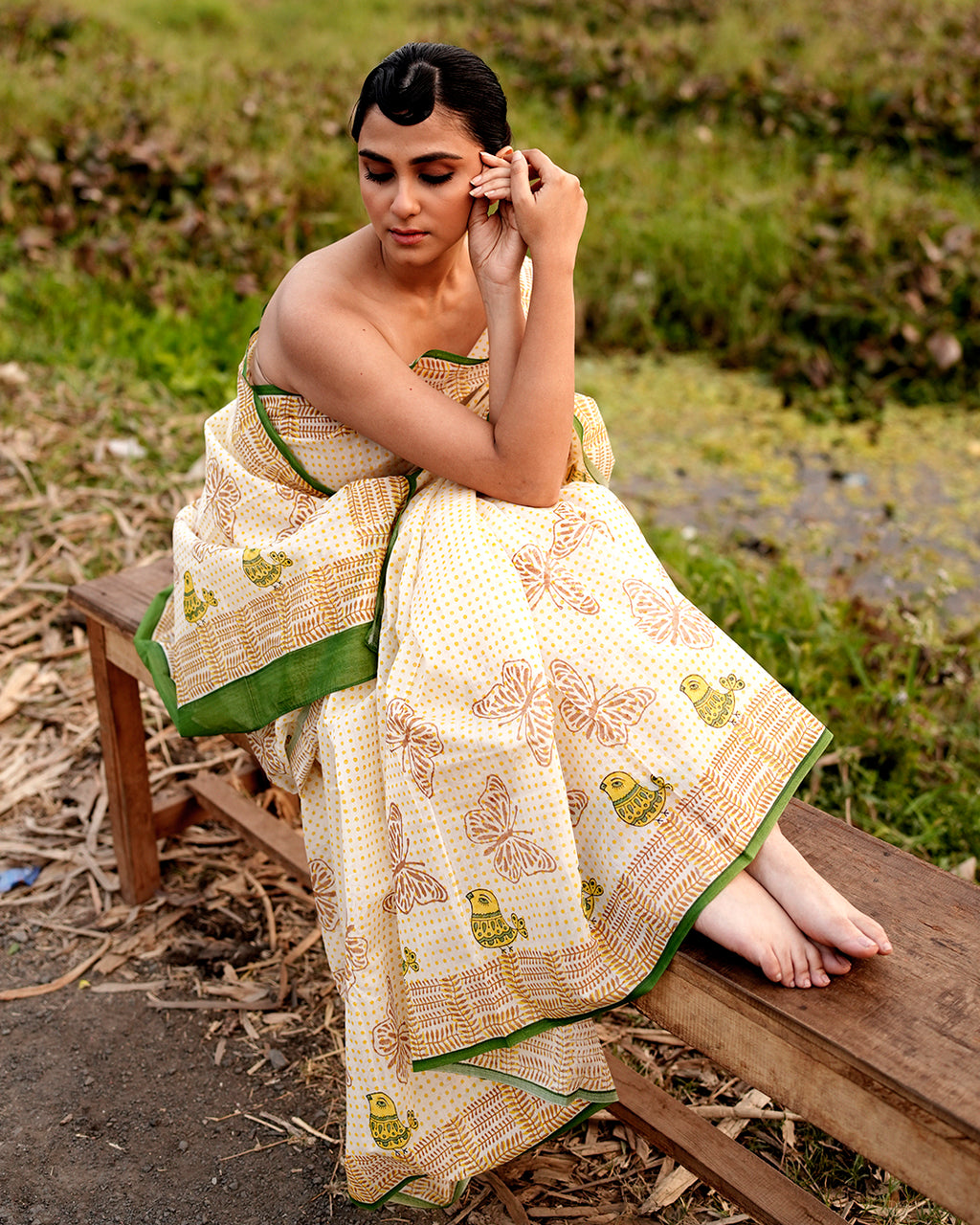 Chidiya and Titly in Polka Dots Block Printed Saree