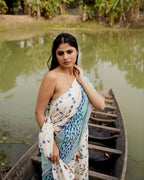 Boat and Fish Block Printed Saree