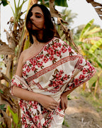Red Floral Block Printed Saree