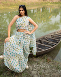 Floral Kantha Jaal Block Printed Saree