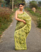 Cheetah Green Block Printed Saree