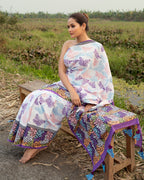 Butterfly with Abstract Border Block Printed Saree