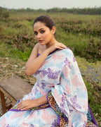 Butterfly with Abstract Border Block Printed Saree