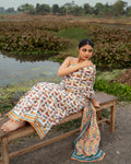 Daschund Dog Motif Block Printed Saree