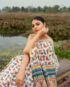 Daschund Dog Motif Block Printed Saree