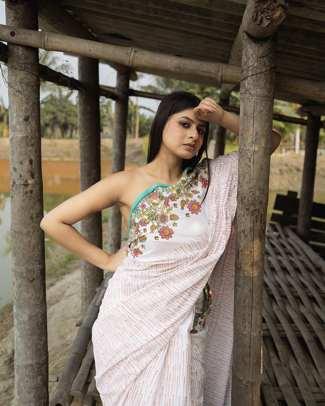 Flower Garden Block Printed Saree