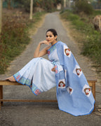 Girl in Khirki Checks Block Printed Saree