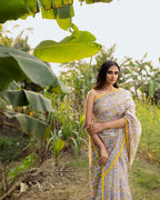 Floral Kalamkari Block Printed Saree (Pink)