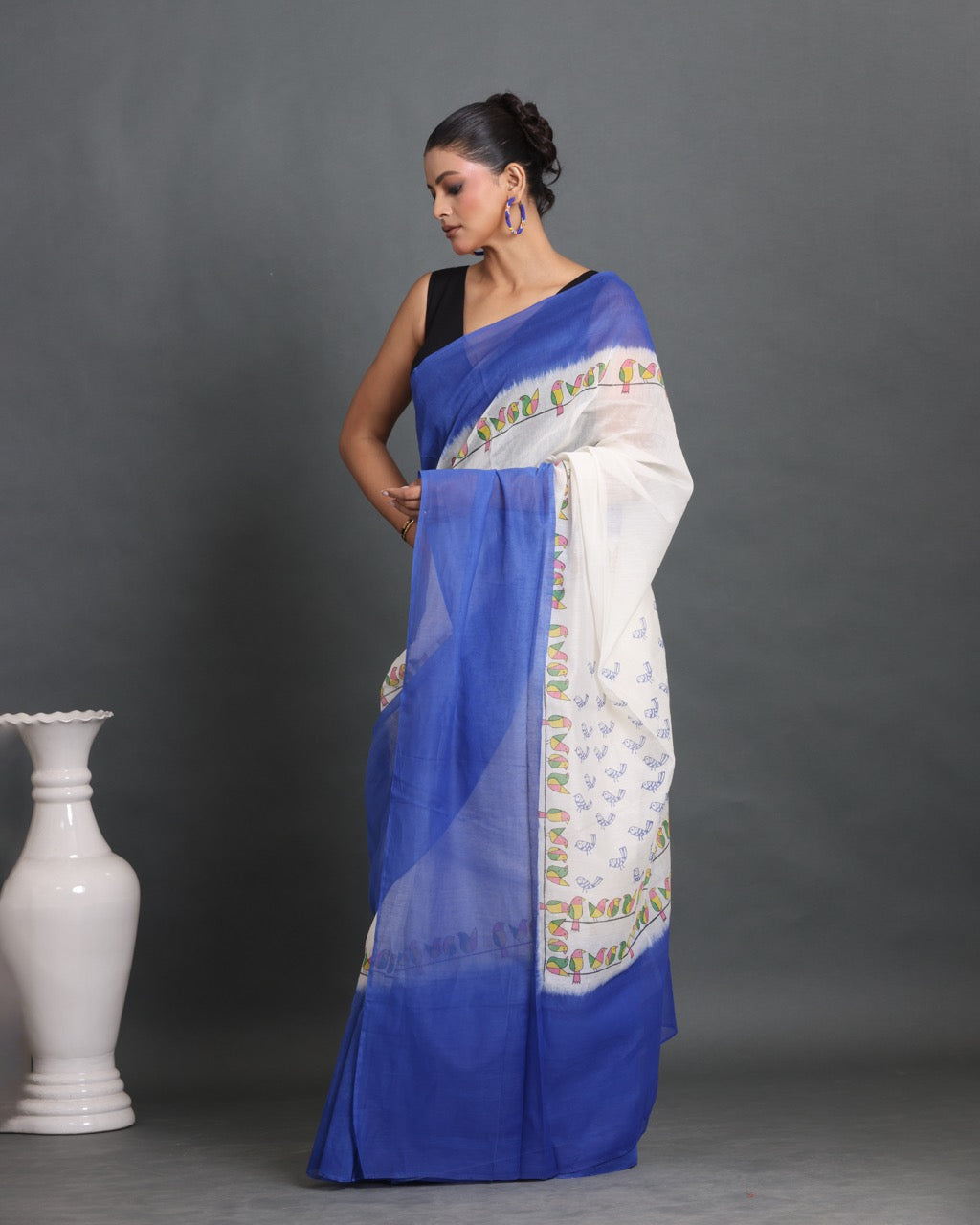 Neel Udaan Block Printed Saree