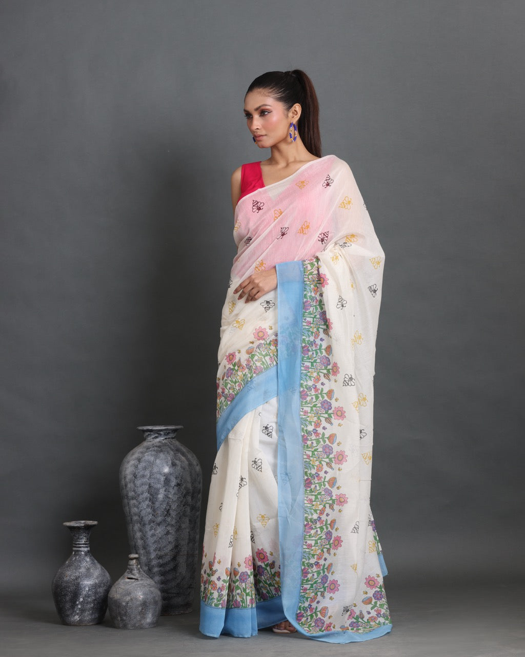 Bageecha Block Printed Saree