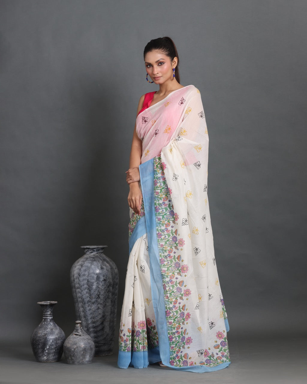 Bageecha Block Printed Saree