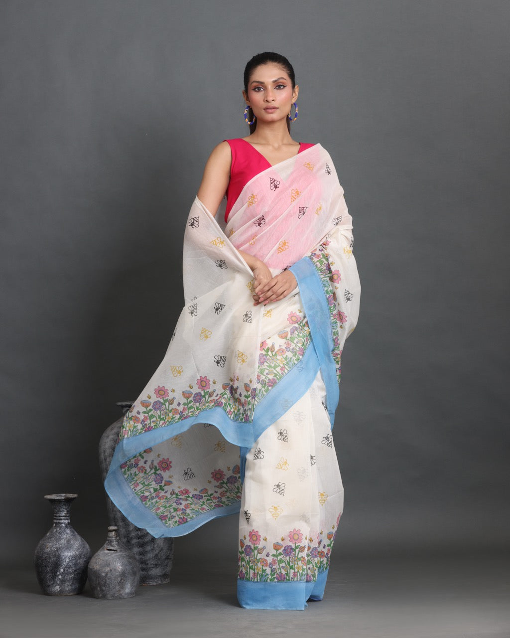 Bageecha Block Printed Saree