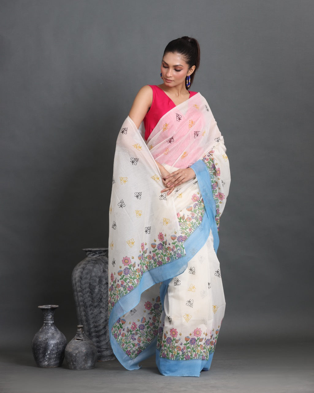 Bageecha Block Printed Saree