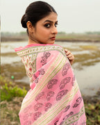 Wanderlust Motif Block Printed Saree