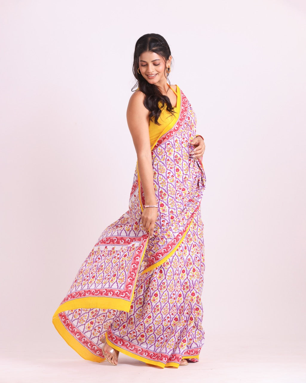 Kusum Katha Block Printed Saree