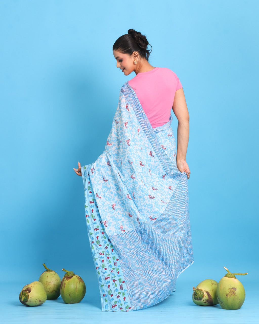 Aasmaani Block Printed Saree