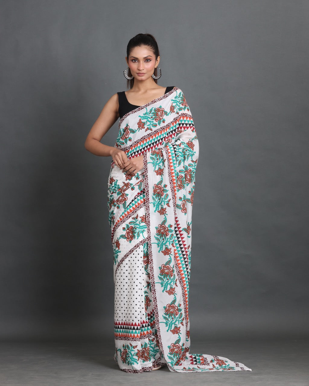Vanphool Block Printed Saree