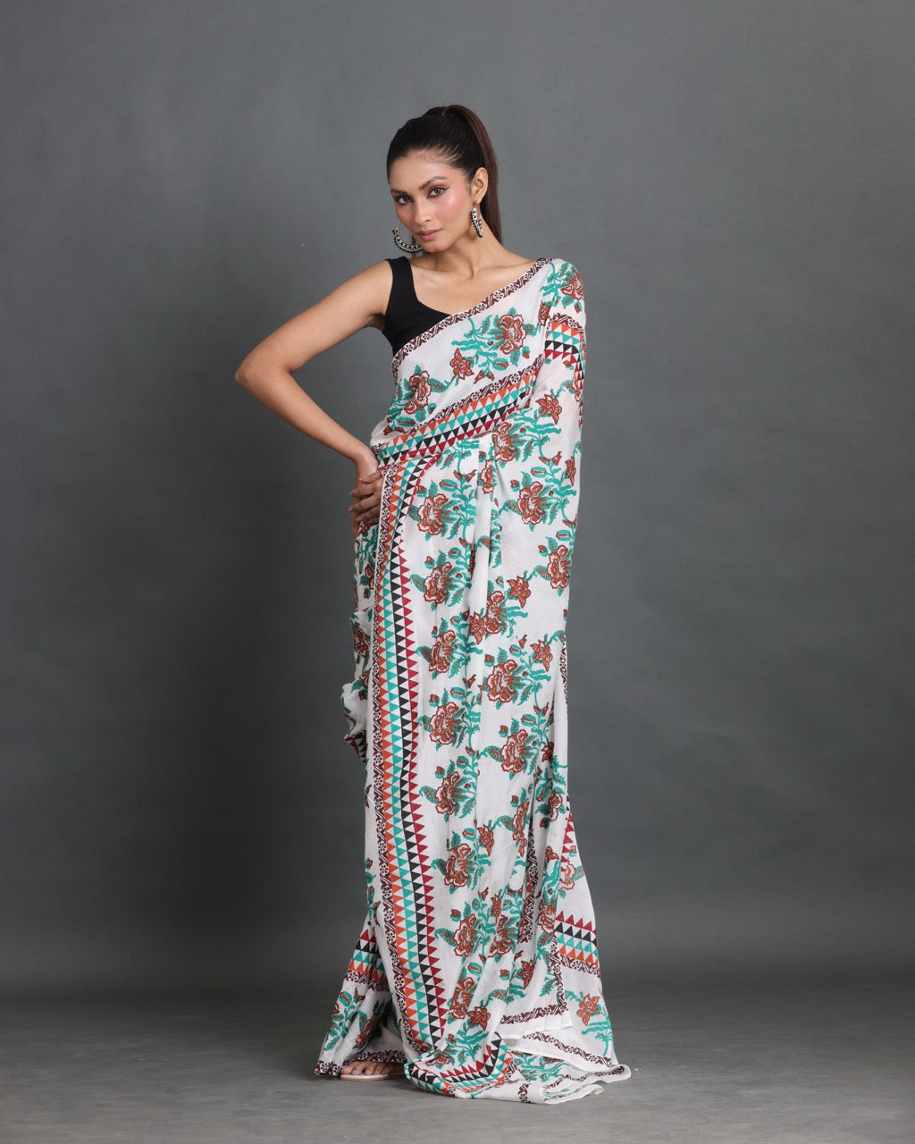 Vanphool Block Printed Saree