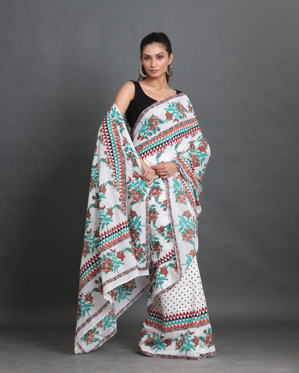 Vanphool Block Printed Saree