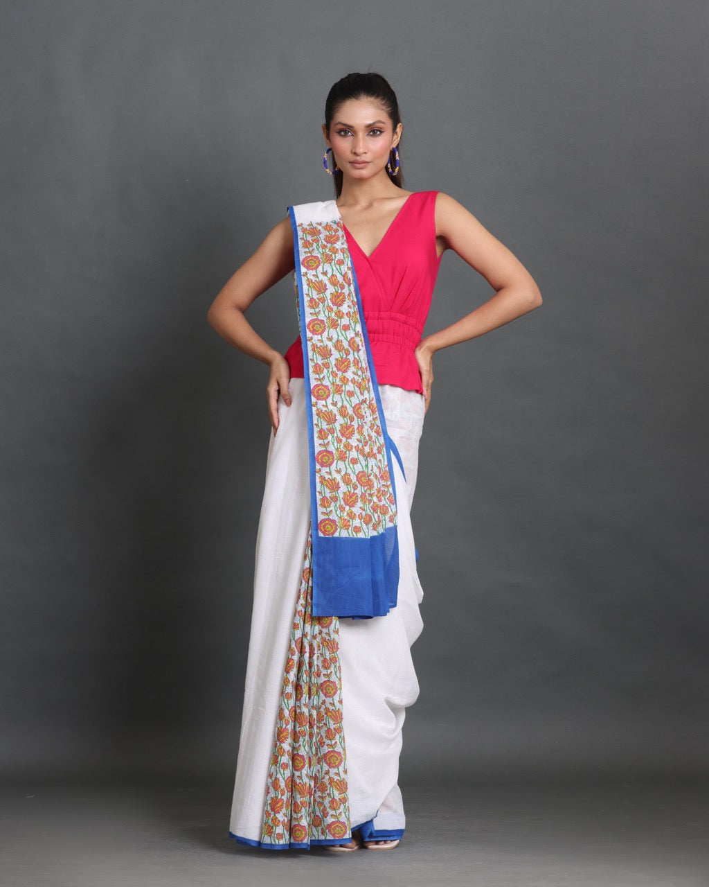 Neel Angan Block Printed Saree