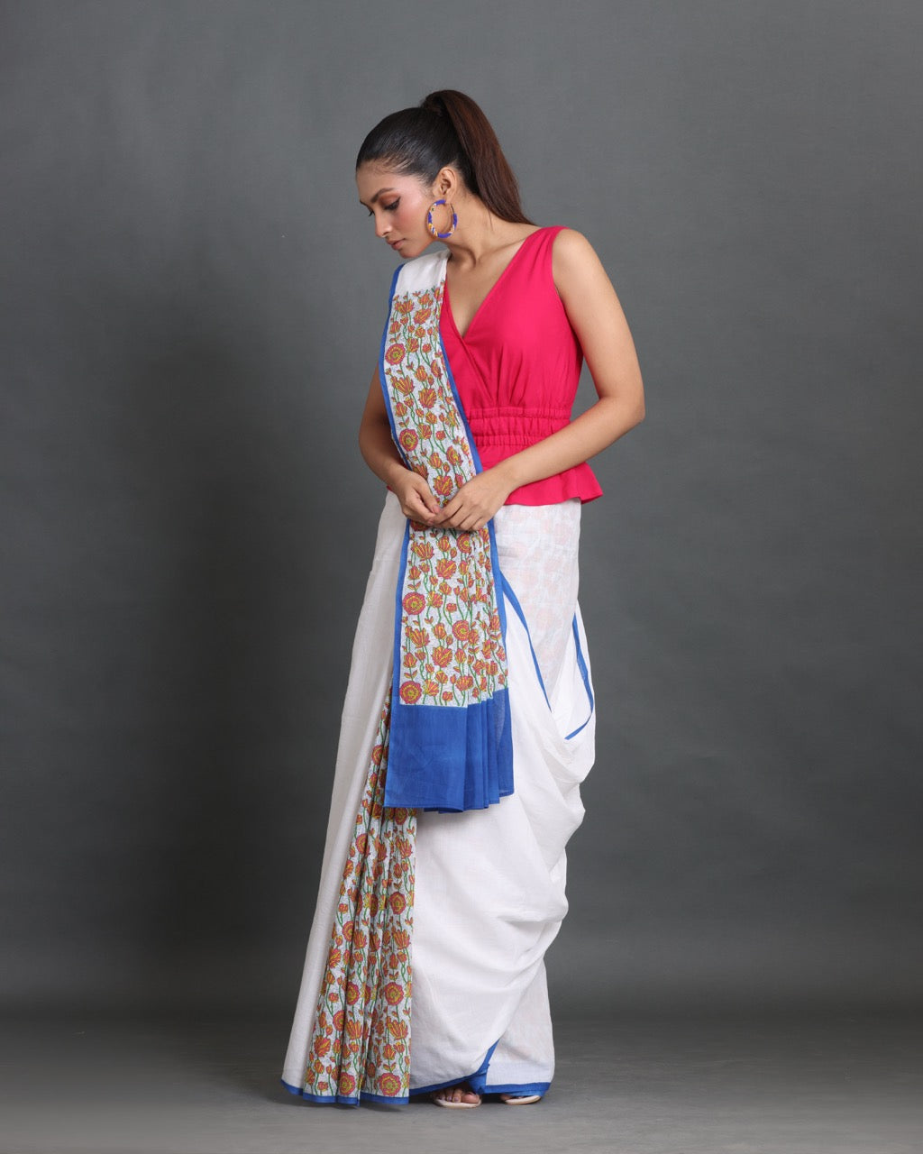 Neel Angan Block Printed Saree