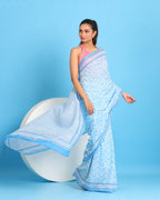 Megh leher Block Printed Saree