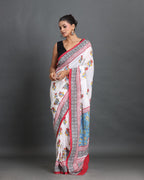 Phoolkari Block Printed Saree