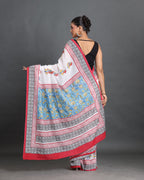 Phoolkari Block Printed Saree