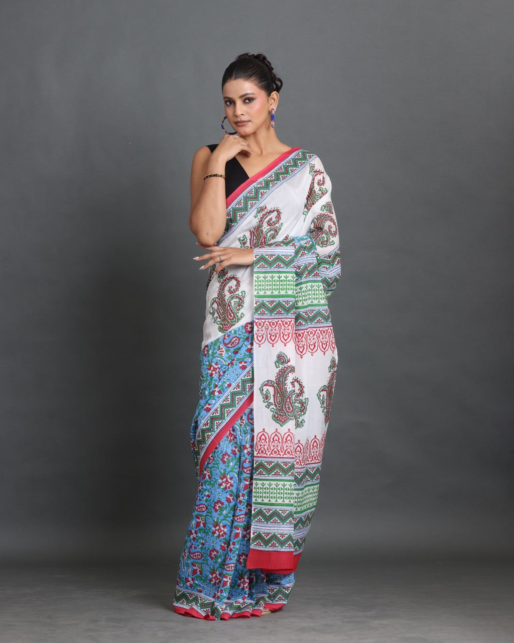 Neel Gulzar Block Printed Saree