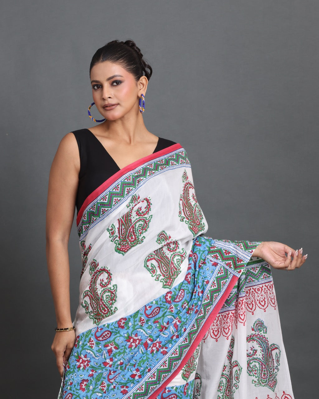 Neel Gulzar Block Printed Saree