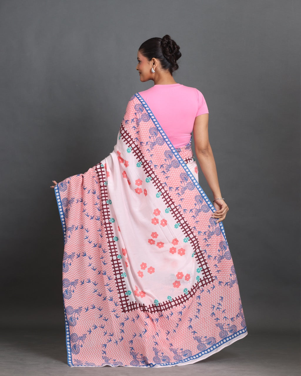 Gulabi Safar Block Printed Saree