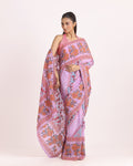 Gulabi Noor Block Printed Saree