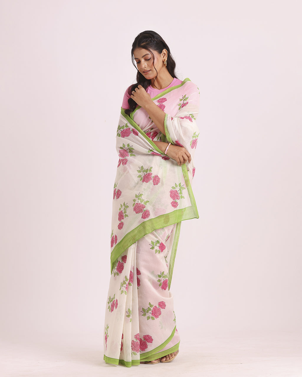 Gulab Lata Block Printed Saree