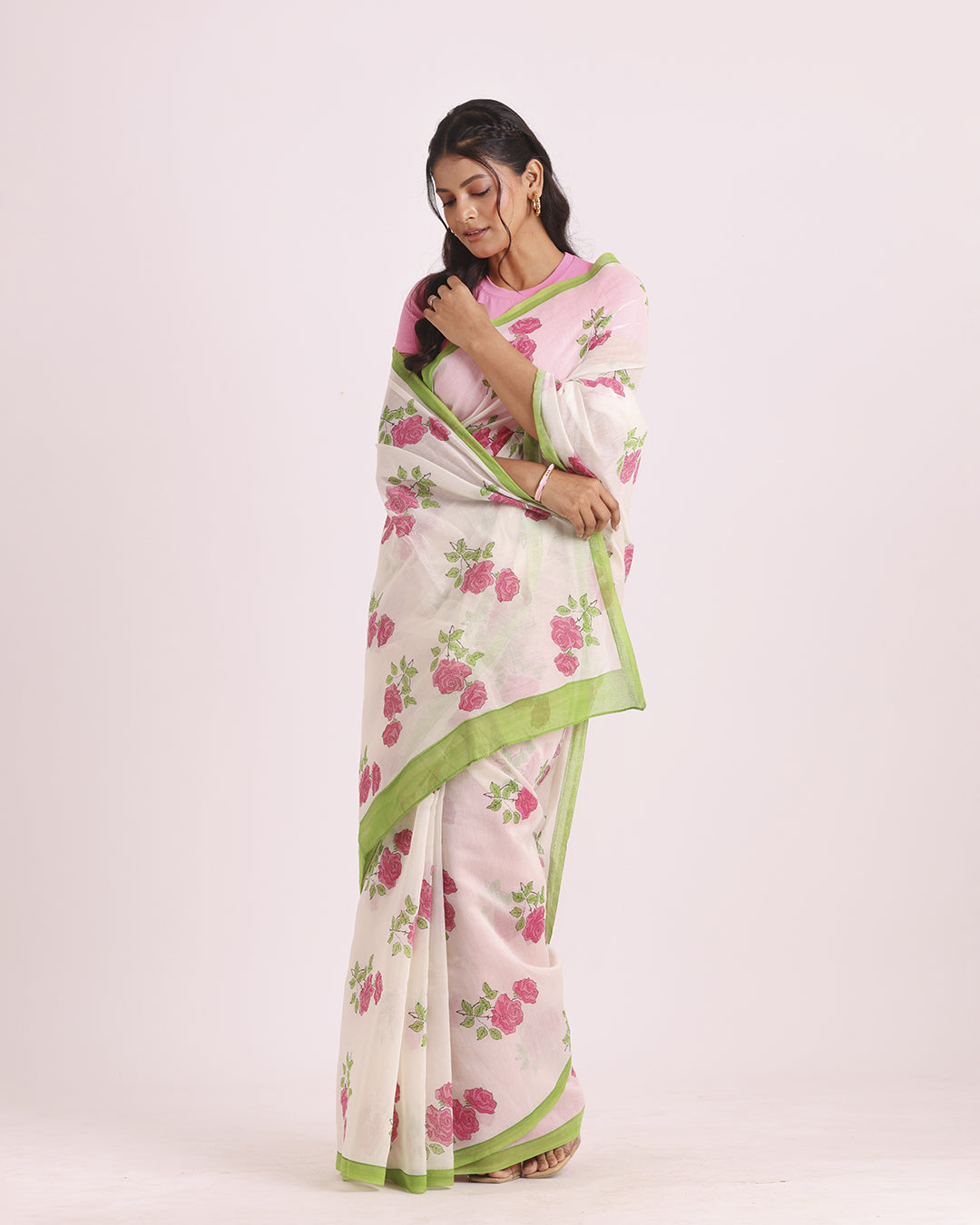 Gulab Lata Block Printed Saree