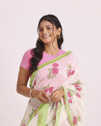 Gulab Lata Block Printed Saree