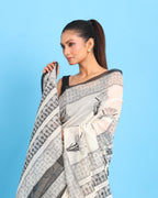 Shwet Pushpa Block Printed Saree