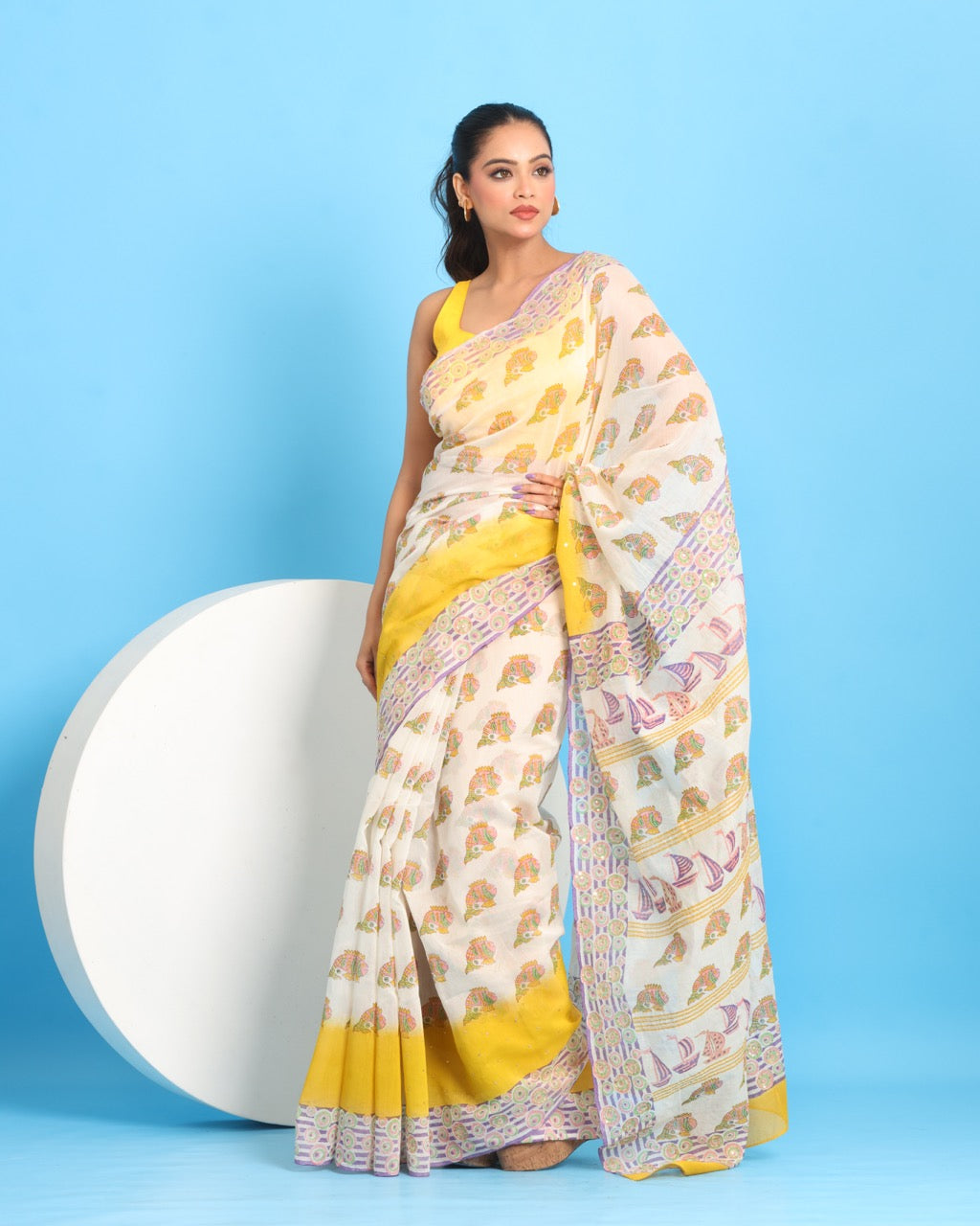 Nodi Kotha Block Printed Saree