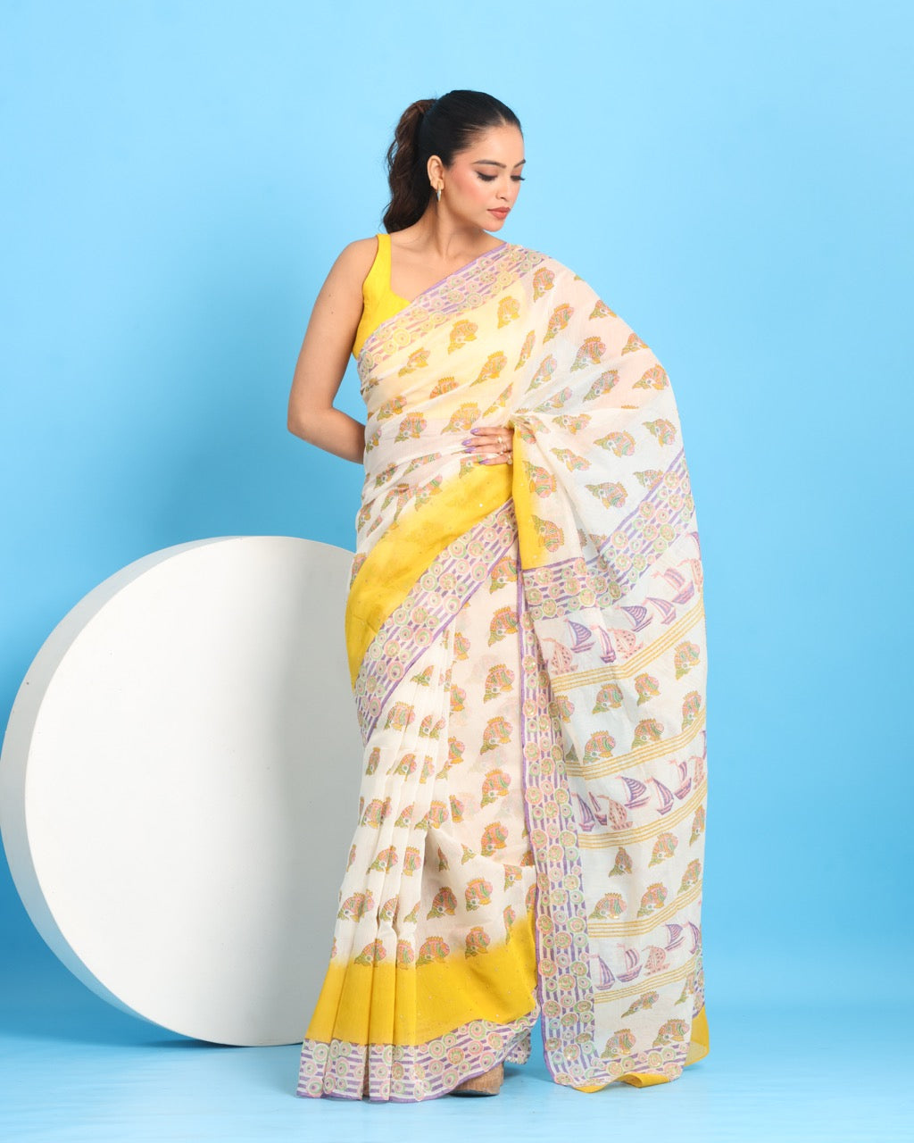 Nodi Kotha Block Printed Saree