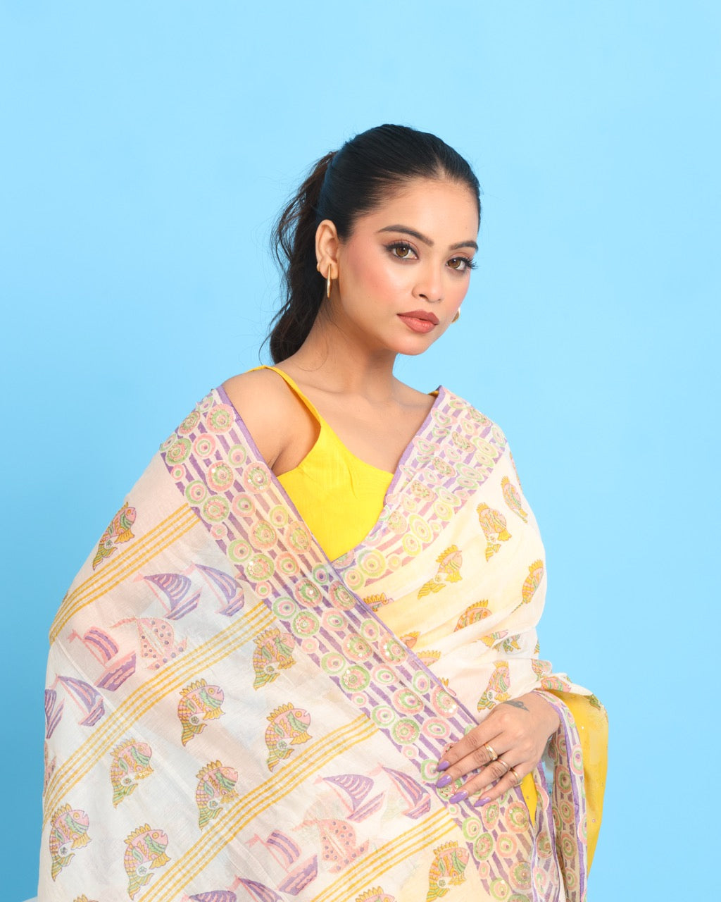 Nodi Kotha Block Printed Saree