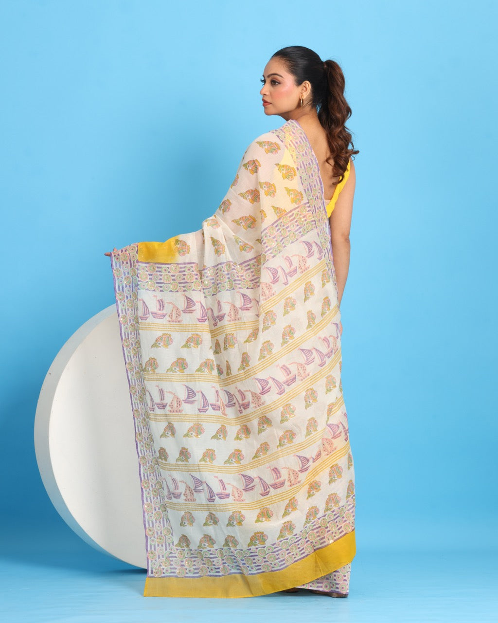 Nodi Kotha Block Printed Saree