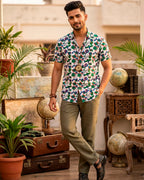 Wanderlust Block Print Mens  Half Shirt