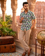 Wanderlust Block Print Mens  Half Shirt