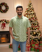 Pista green Cotton Half sleeve shirt