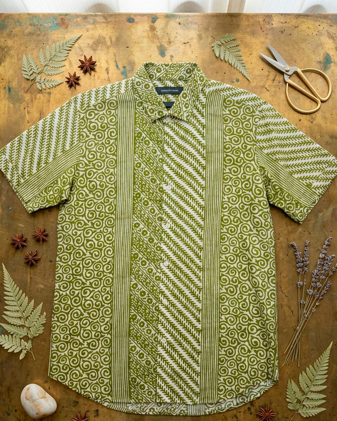 Pista green Cotton Half sleeve shirt